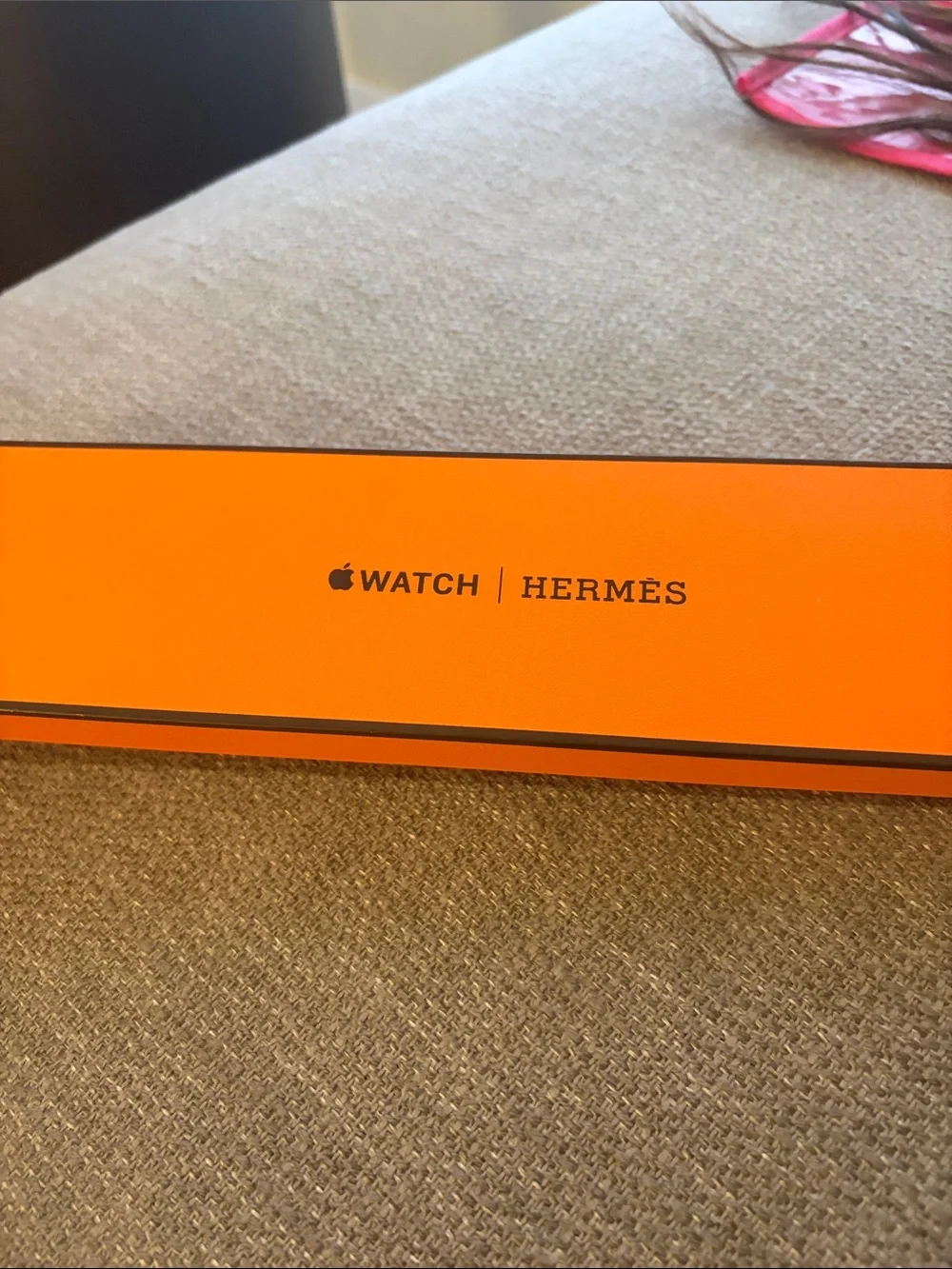 Hermes Orange Leather Apple Watch Strap with Silver Hardware